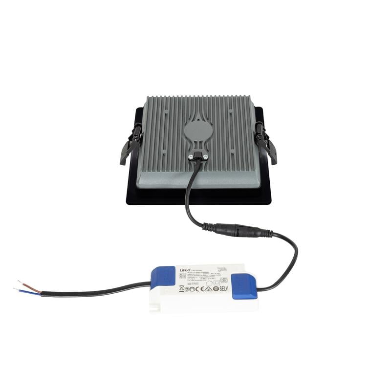 Downlight LED 15W Cuadrado SAMSUNG Aero 130 lm/W Microprismático LIFUD Corte 135x135 mm Negro