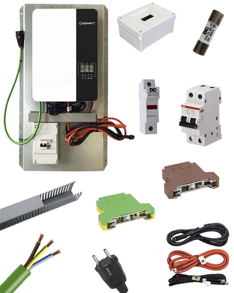 Inversor Cargador Growatt SPF 3500W 48V Litio DC premontado con protecciones