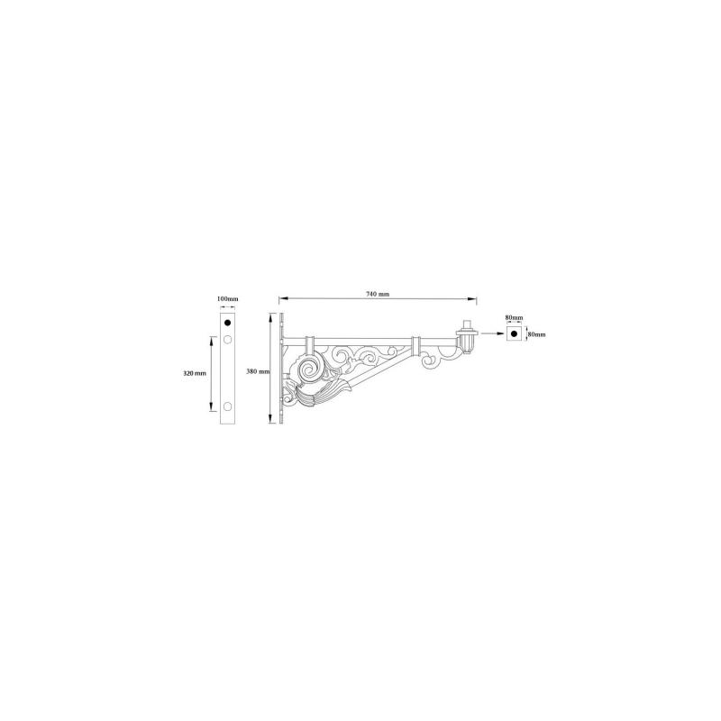 Brazo de Pared 74cm para Farolas de Alumbrado Público