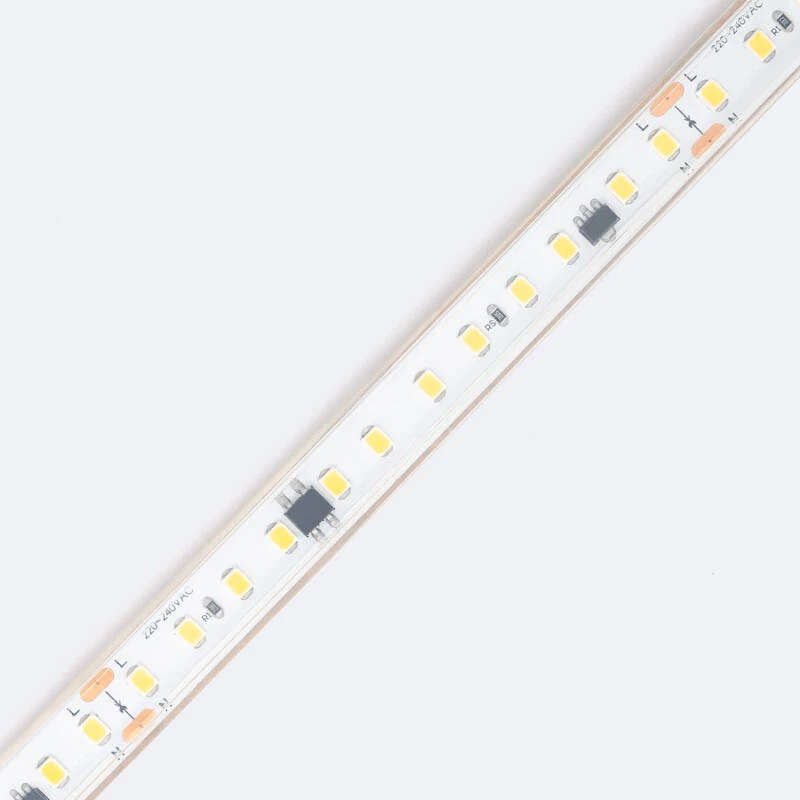 Tira LED Regulable 220V SMD Autorrectificada 120 LED/m 17W/m 2040lm/m SILICONE FLEX IC-2P Ancho 12mm Corte 10cm IP65 a Medida