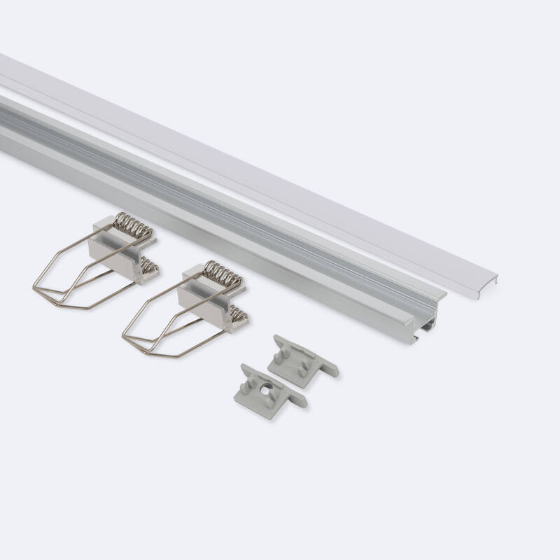 Perfil Aluminio Empotrable con Clips para Tiras LED hasta 12 mm