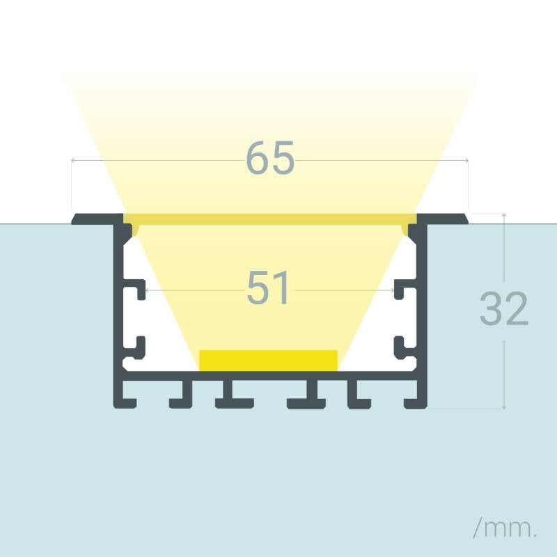 Perfil Aluminio Empotrable XL para Tiras LED hasta 40mm