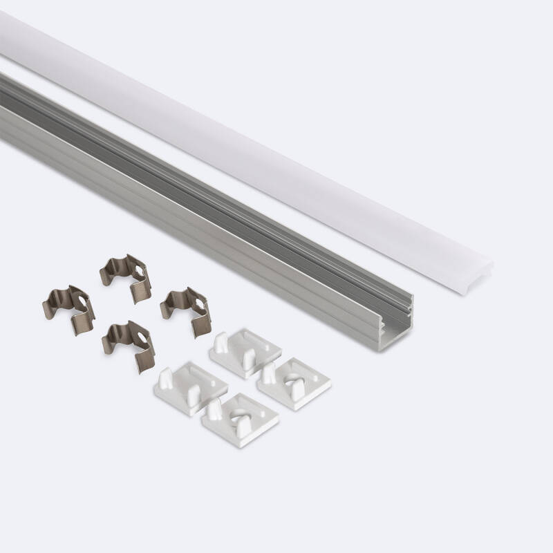 Perfil Aluminio Superficie 2m para Tira LED hasta 8 mm