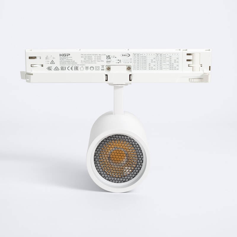 Foco Carril LED Trifásico 30W Fasano Antideslumbramiento CCT Seleccionable Regulable DALI Blanco