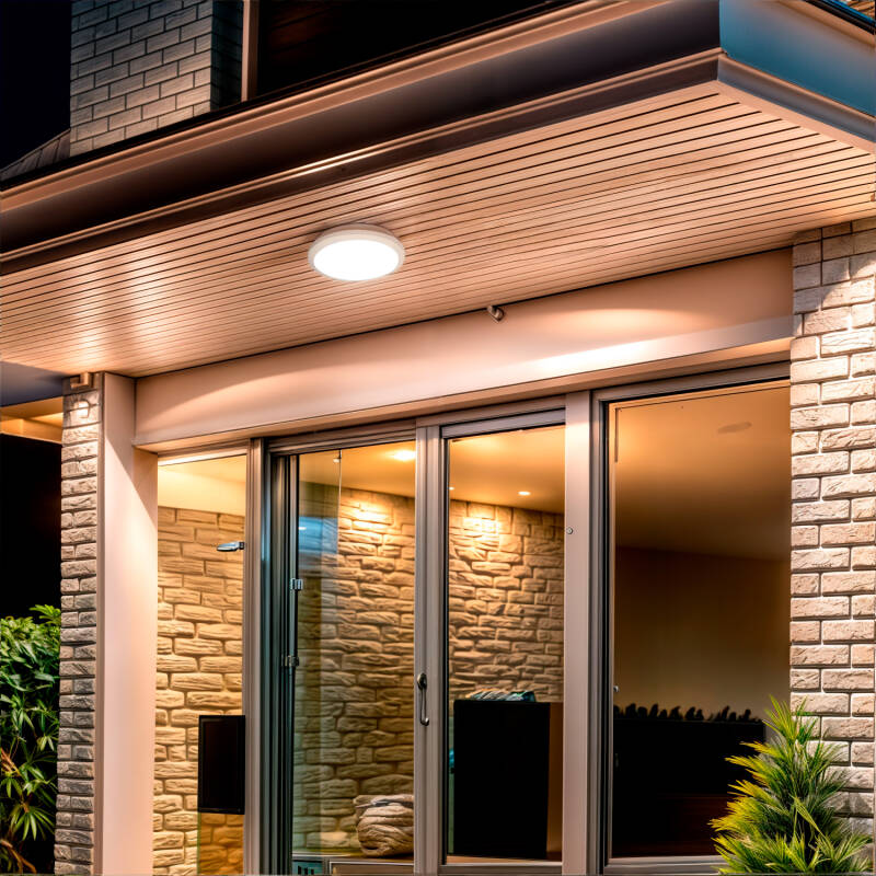 Plafón LED para Exterior 21-30W CCT Seleccionable Con Luz de Emergencia Ø300 mm