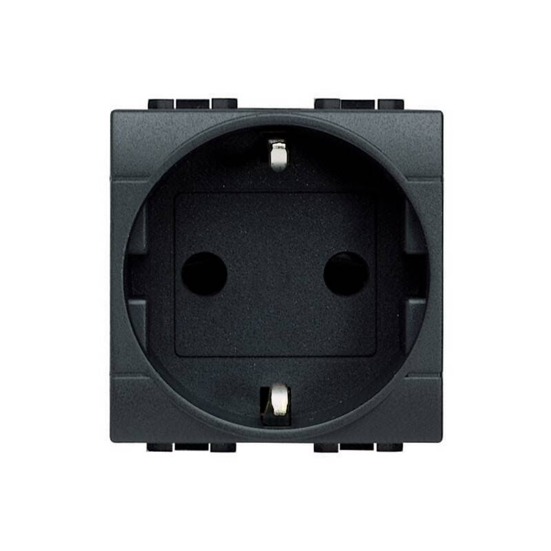 Base de Corriente 2P+T 2 Módulos 16A Conexión por Tornillos BTicino Living Light L4141