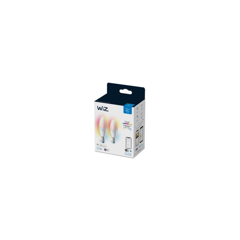 Pack 2 Bombillas Inteligentes LED E14 4.9W 470 lm C37 WiFi  + Bluetooth Regulable RGBWW WIZ