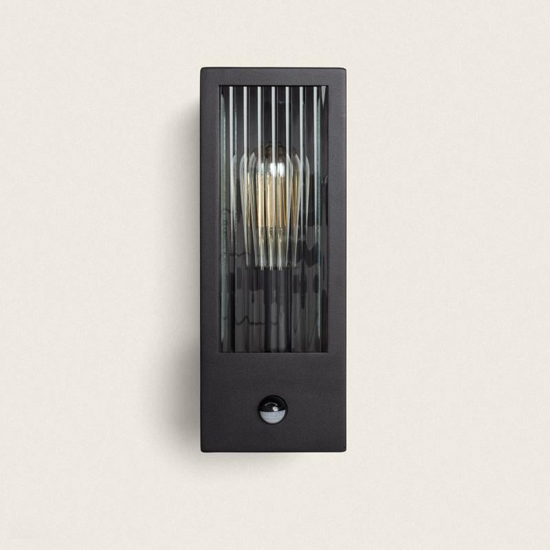 Aplique de Pared Exterior Acero Inoxidable y Cristal Texturizado con Detector de Movimiento Gakom