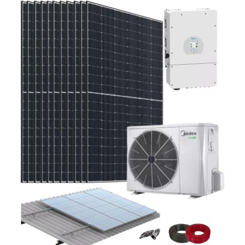 Kit Aerotermia Placas Solares 10kW Deye con Bomba de Calor Bibloc 6kW Midea