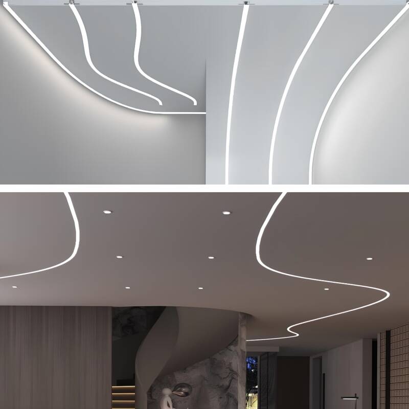 Perfil de Aluminio Flexible Integración en Escayola/Pladur para Tiras LED hasta 20 mm
