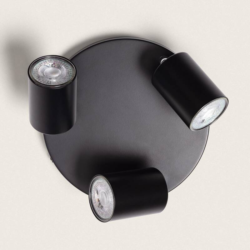 Lámpara de Techo Orientable Circular Metal 3 Focos Albus Black