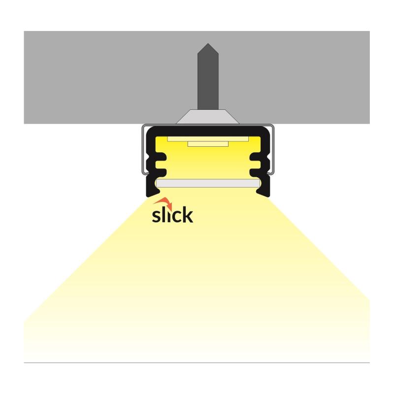 Perfil Aluminio Superficie 1m con Tapa Translúcida para Tiras LED hasta 10 mm
