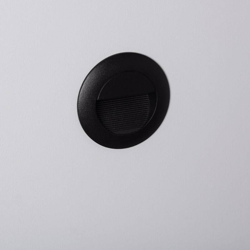 Baliza Exterior LED 3W Empotrable Pared Circular Negro Olite