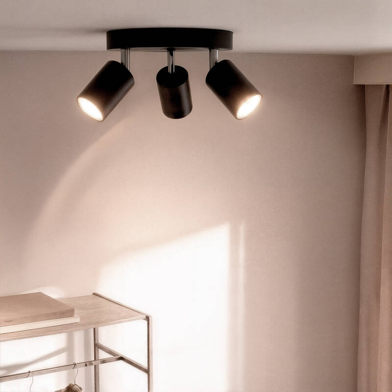Lámpara de Techo Orientable Circular Metal 3 Focos Albus Black