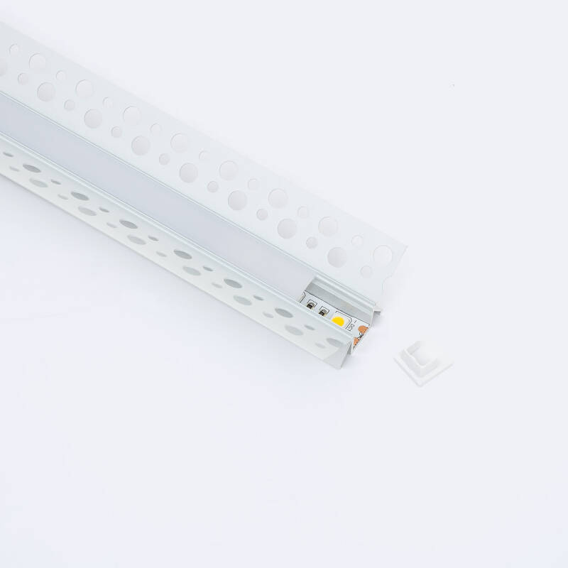 Perfil Aluminio Integrado en Escayola/Pladur Esquina Interior Tira LED hasta 9 mm