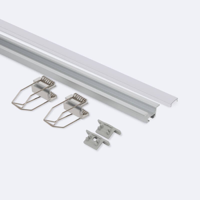Perfil Aluminio Empotrable con Clips para Tiras LED hasta 12 mm