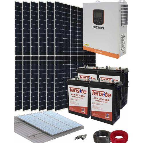Kit Solar Vivienda Aislada 3000W 24V 16000Whdia