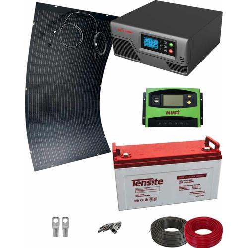 Kit Panel Solar 600W 12V 1000Whdia  con Batería de Gel