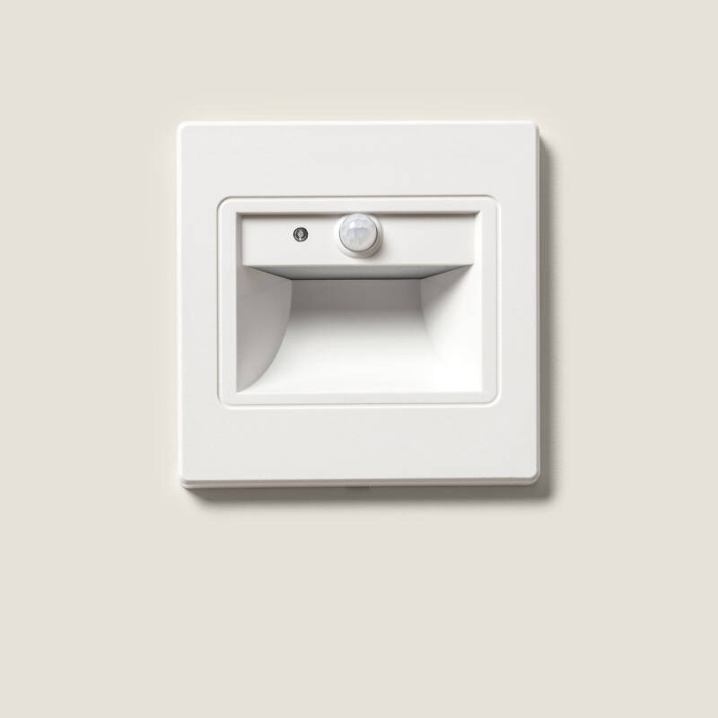 Baliza de Pared LED 1.5 W Empotrable con Sensor PIR y Crepuscular Bark Blanco