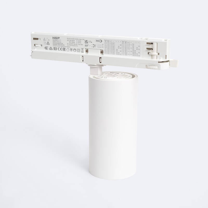 Foco Carril LED Trifásico 30W Fasano Antideslumbramiento CCT Seleccionable Regulable DALI Blanco