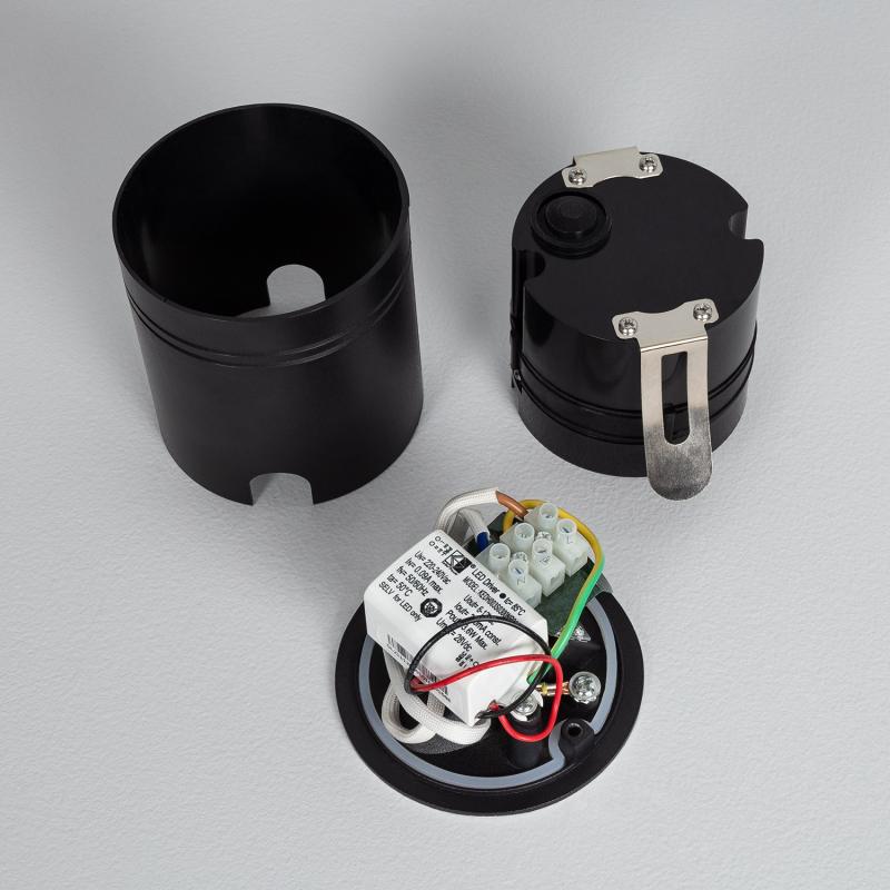 Baliza Exterior LED 3W Empotrable Pared Circular Negro Boiler