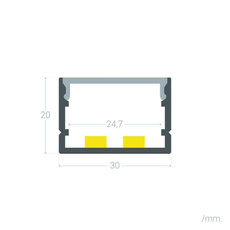 Perfil Aluminio Superficie para Tira LED hasta 22 mm