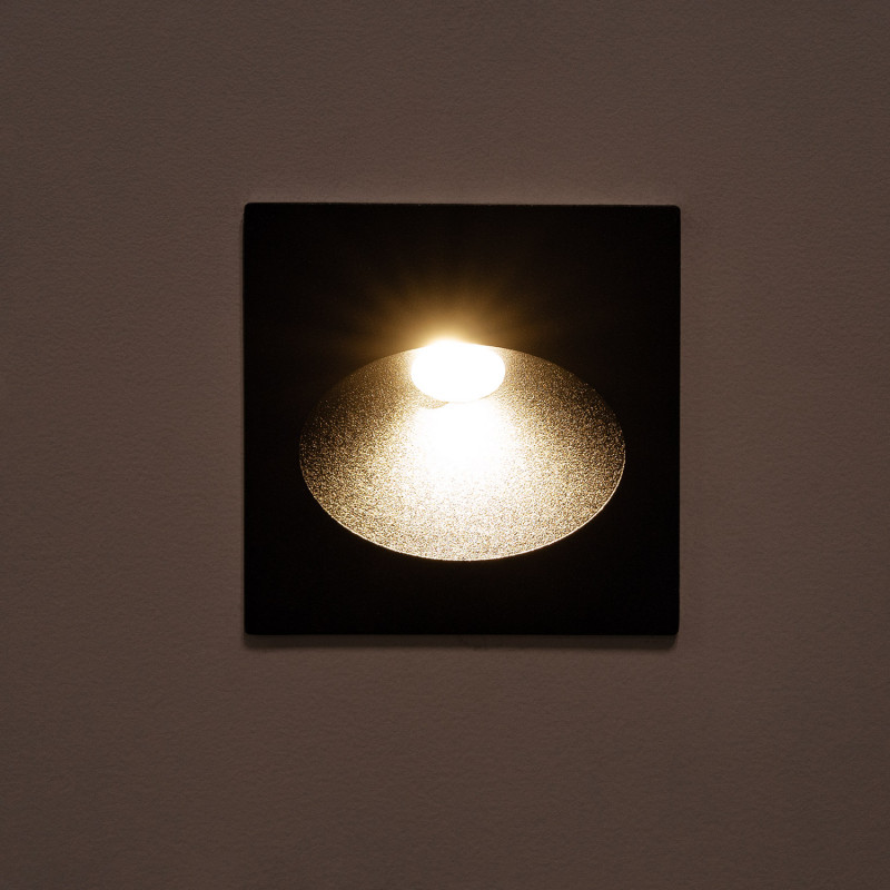 Baliza Exterior LED 3W Empotrable Pared Cuadrado Negro Coney