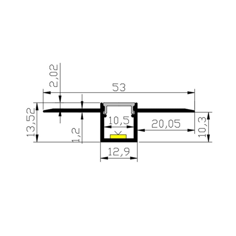 Perfil de Aluminio Flexible Integración en Escayola/Pladur para Tiras LED hasta 10 mm