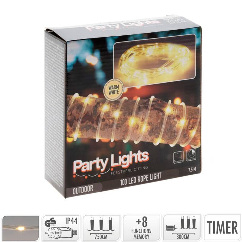 Manguera Slim LED Redonda 220V AC 14 LED/m Blanco Cálido IP44 7.5m