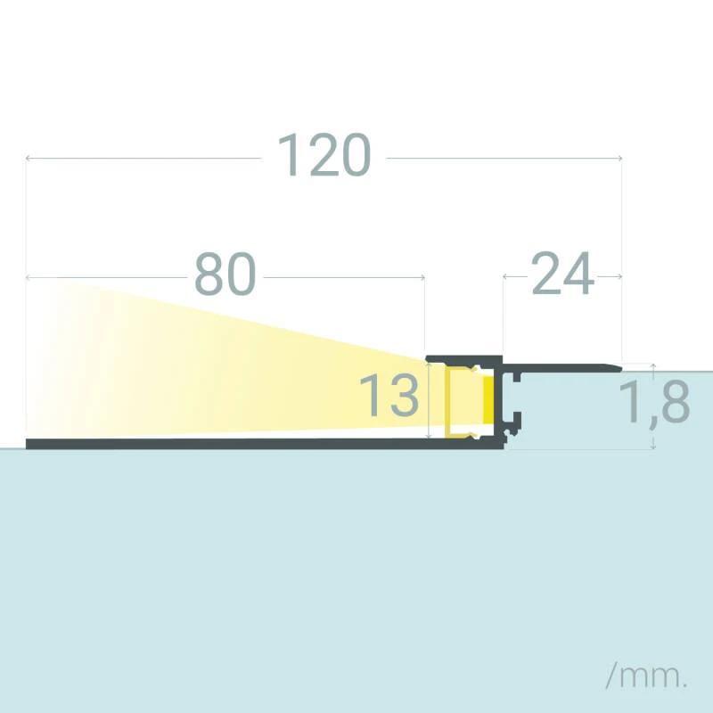 Perfil Aluminio Integración en Escayola/Pladur para Tiras LED hasta 12 mm