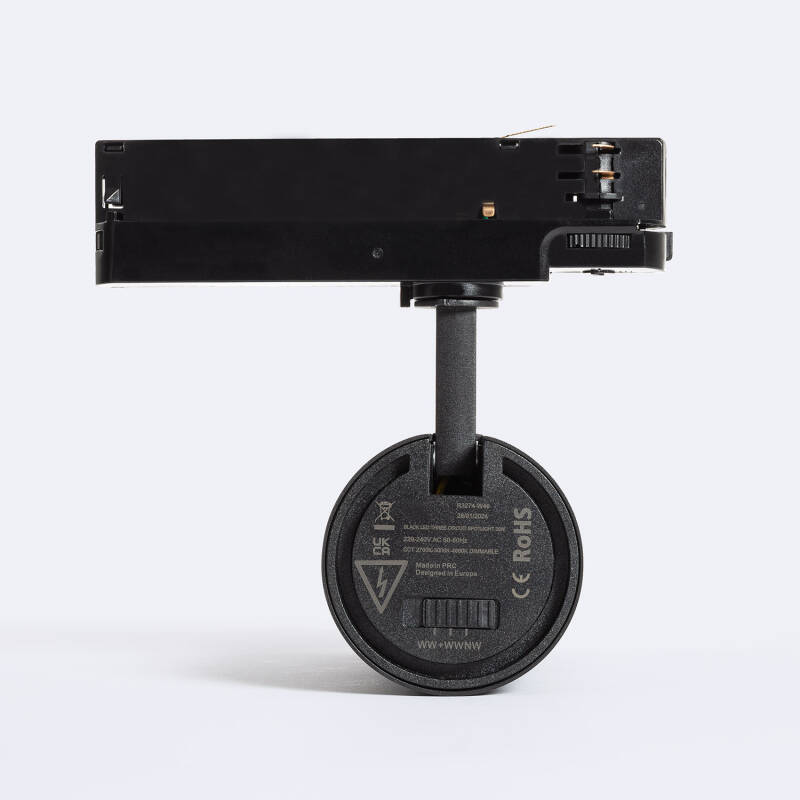 Foco Carril LED Trifásico 30W Fasano Regulable Negro