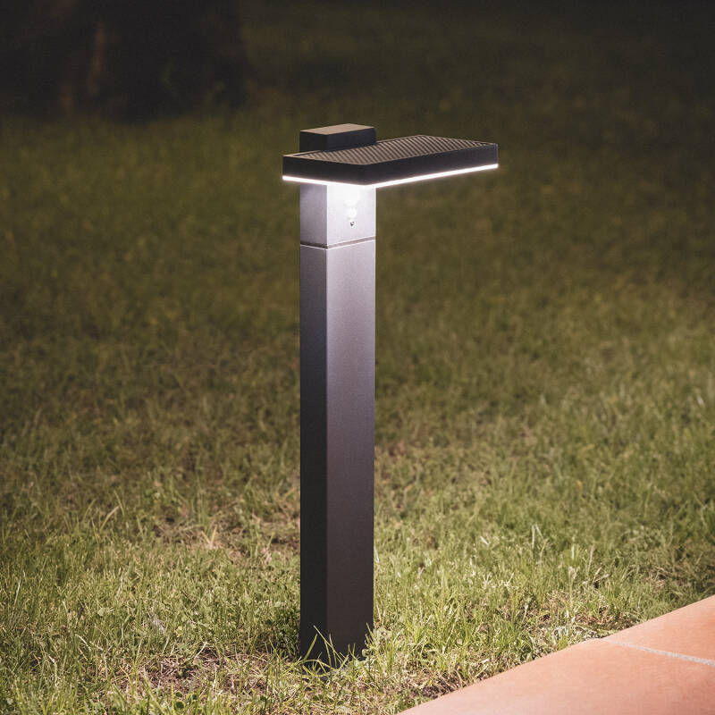 Baliza de Pie Exterior Solar LED 4W 50cm Aluminio con Sensor de Movimiento Bran