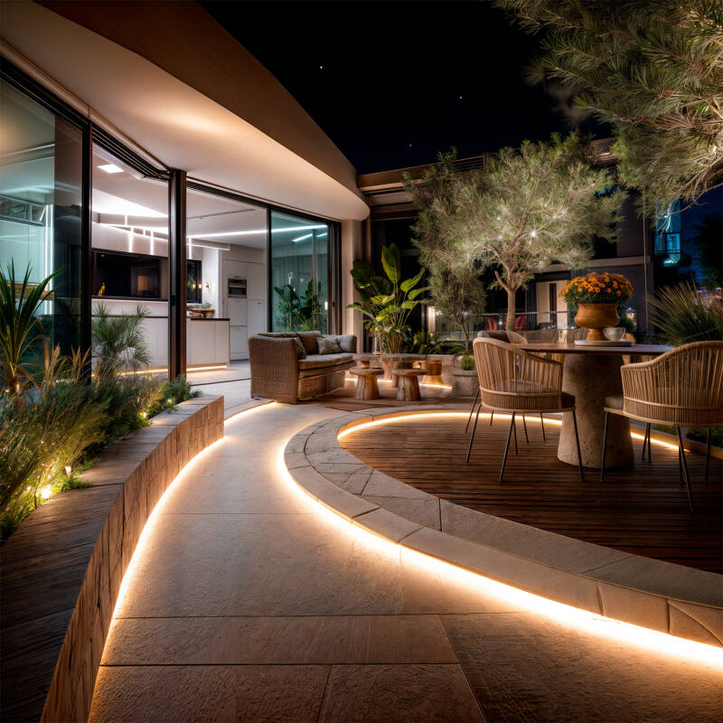 Tira LED Neón Regulable 220V BOBINA 50m Blanco Cálido Circular 360 9W/m Corte 100cm IP67