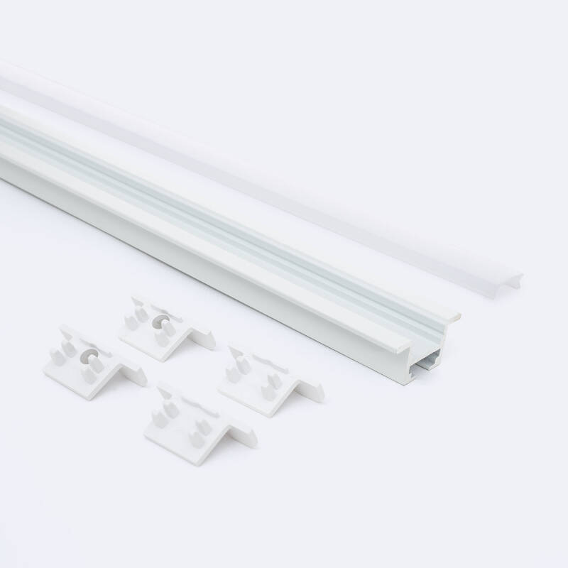 Perfil Aluminio Empotrable con Clips para Tiras LED hasta 12 mm