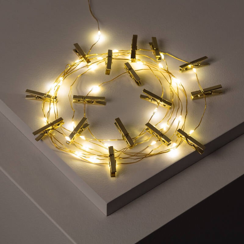 Guirnalda Alambre LED con Pinzas Doradas 3.5m