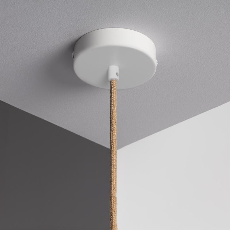 Lámpara Colgante con Cable Textil Natural y Blanco