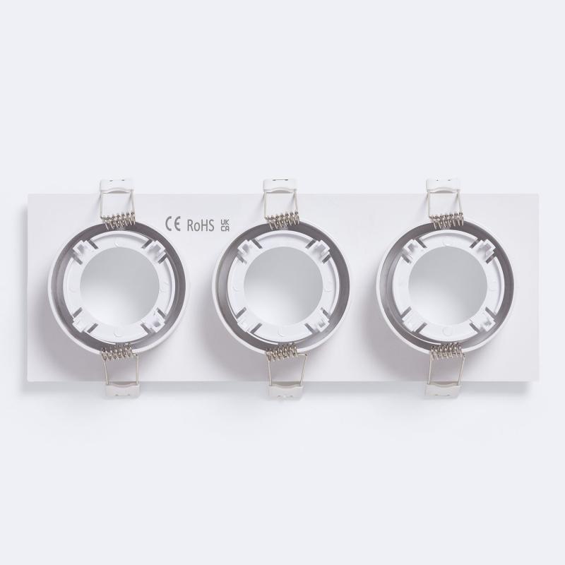 Aro Downlight Cuadrado Basculante para 3 Bombillas LED GU10 / GU5.3 Corte 235x75 mm