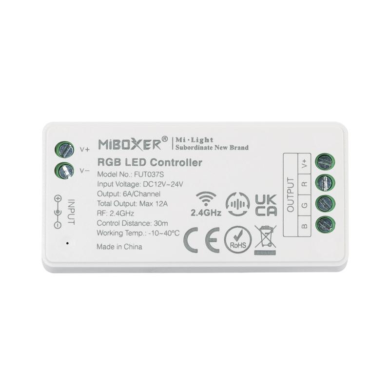 Controlador Regulador RGB 12/24V DC + Mando RF 4 Zonas MiBoxer