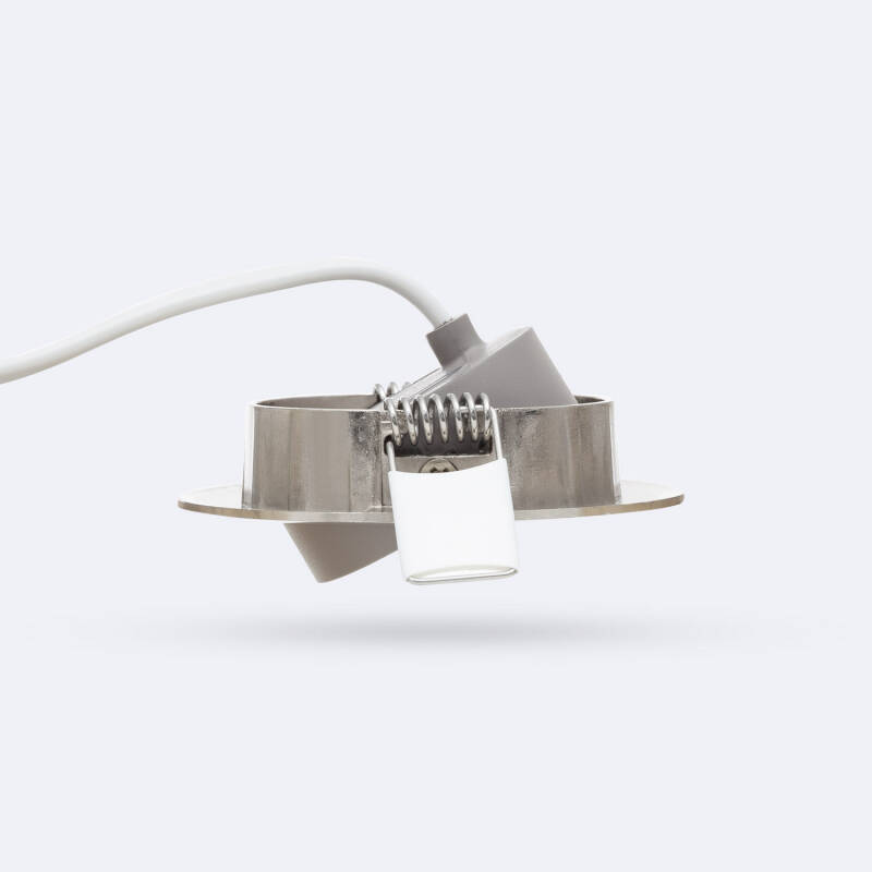 Foco Downlight LED 5W Direccionable Circular Níquel Cepillado Corte Ø 68 mm