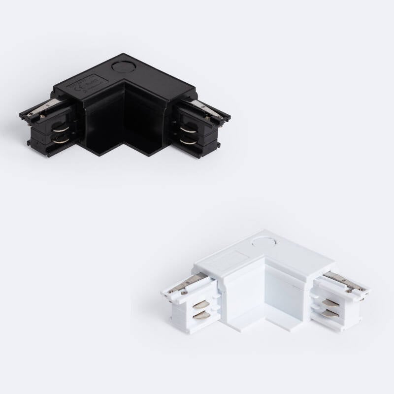Conector 'Right Side' Tipo L para Carril Trifásico Empotrable Aluminio