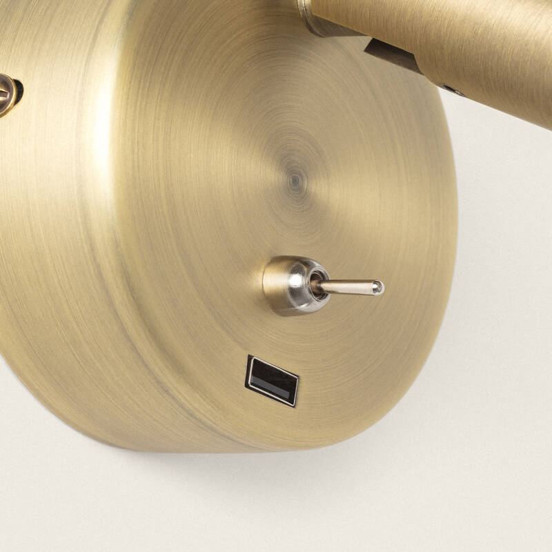 Lámpara de Pared con Luz de Lectura LED 2.5W Aluminio y Puerto USB Gazny
