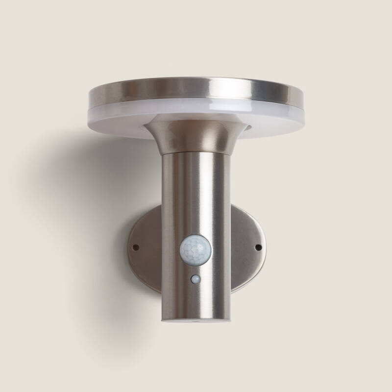 Aplique de Pared Exterior Solar LED Helios Inox con Detector de Movimiento PIR