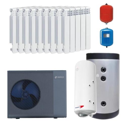 Kit Aerotermia Alta Temperatura con Radiadores Aluminio 12kW Suneco para 160m2