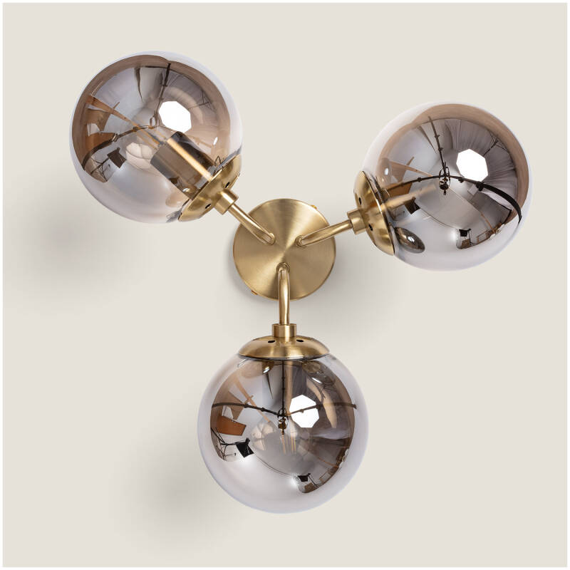 Lámpara de Techo Metal y Cristal Moonlight Brass 3 Focos