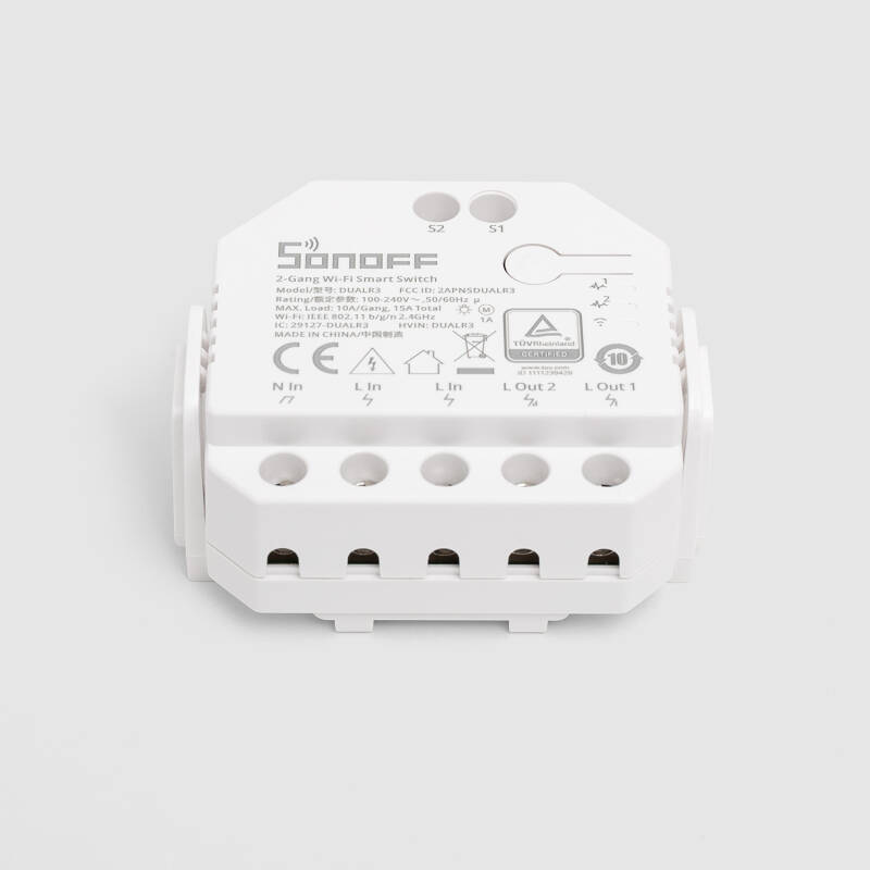 Interruptor WiFi Medidor de Energía Compatible con Interruptor Convencional SONOFF Dual R3 15A