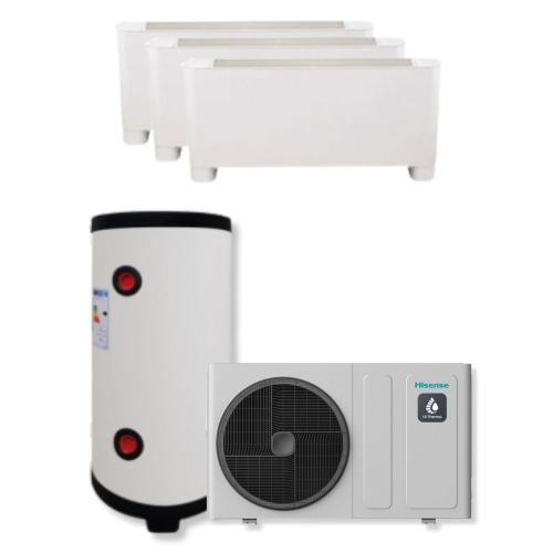 Kit Fancoil Aerotermia 12kW Hisense Hi-Therma con depósito 100L para piso 100m2
