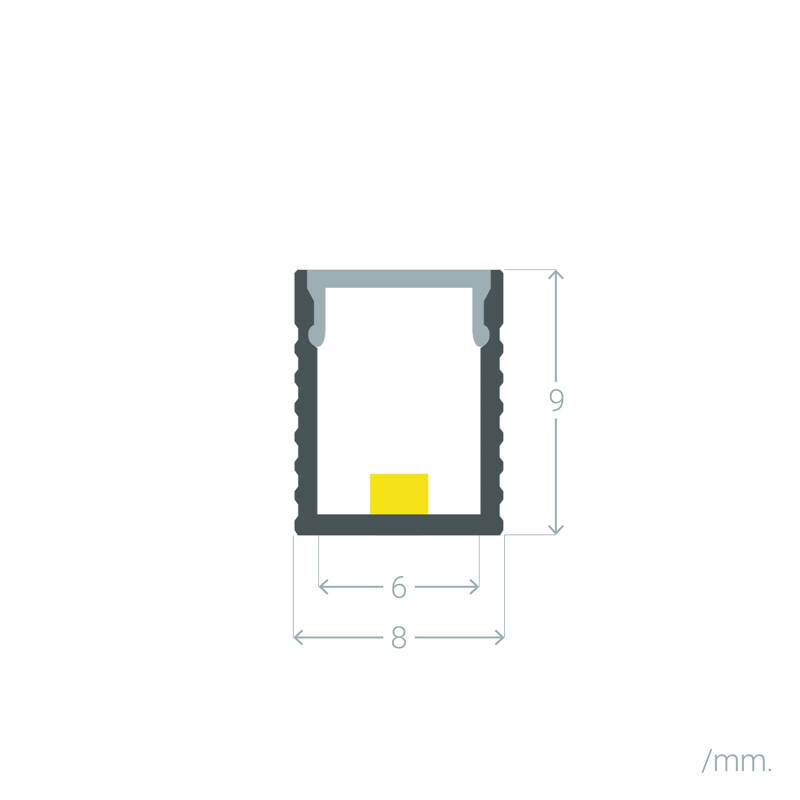 Perfil Aluminio Superficie Mini para Tira LED hasta 6 mm