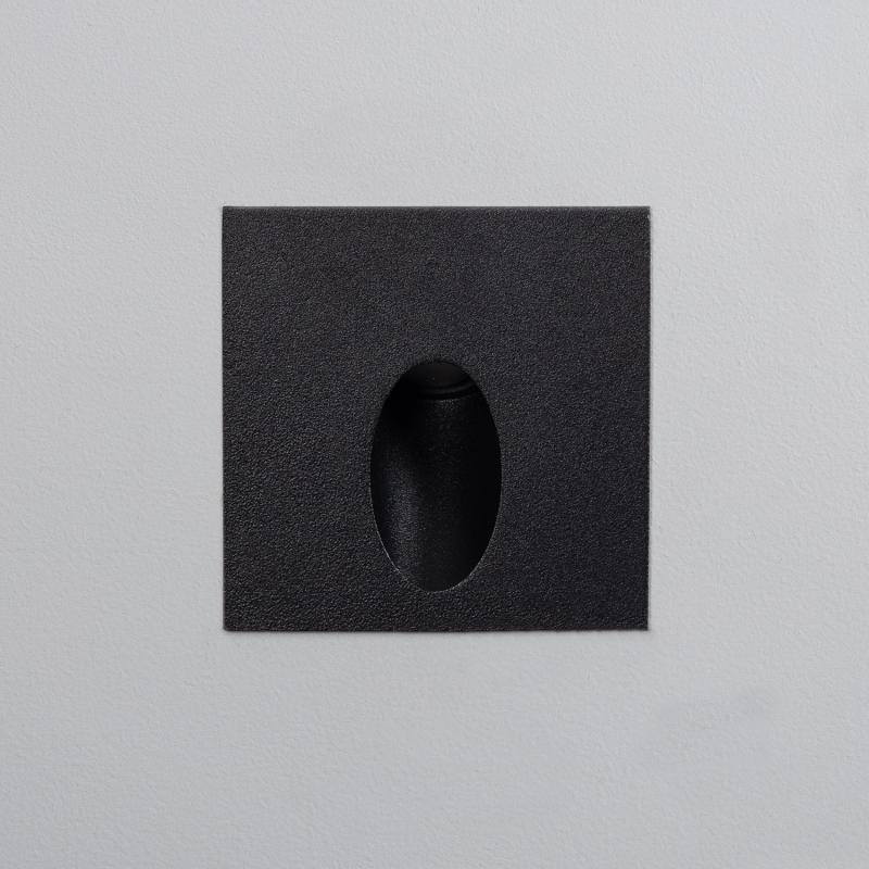 Baliza Exterior LED 3W Empotrable Pared Cuadrado Negro Ellis