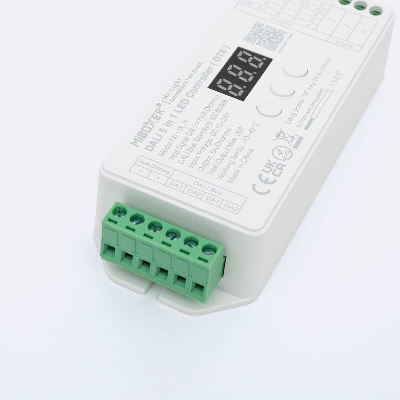 Controlador Regulador LED DL-X DALI 5 en 1 DT8 para tira Monocolor/CCT/RGB/RGBW/RGB+CCT 12/24V DC MiBoxer