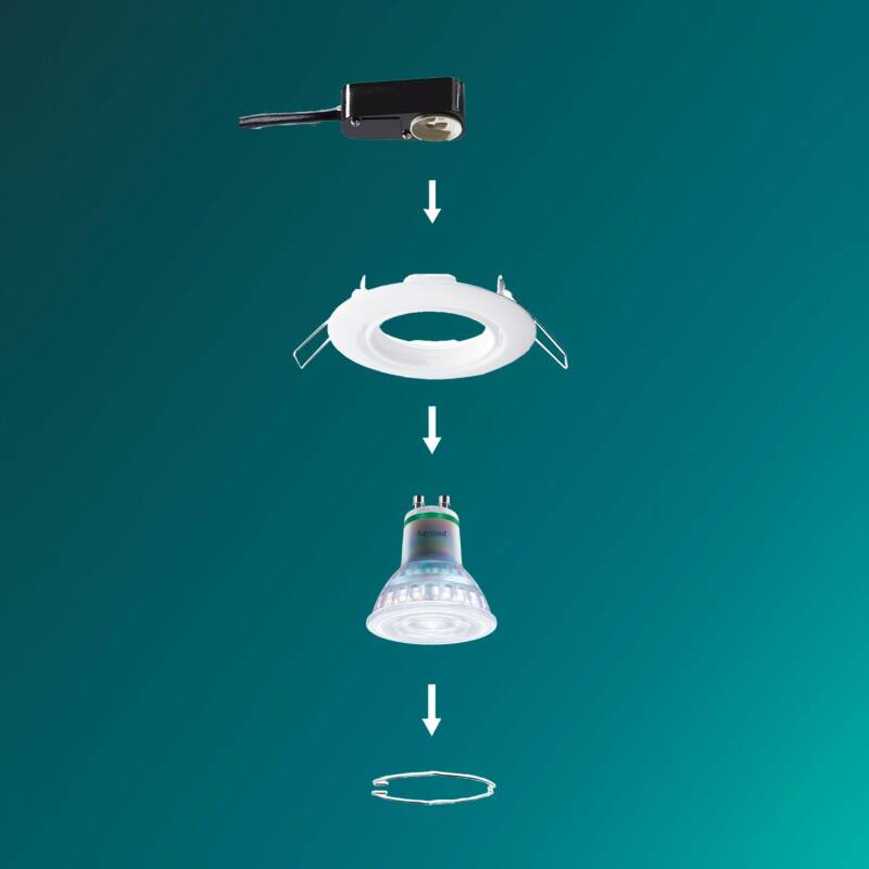 Aro Downlight Circular PHILIPS Peridot para Bombilla LED GU10 Ø 75 mm